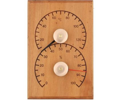 4Living sauna thermohygrometer hout bruin.