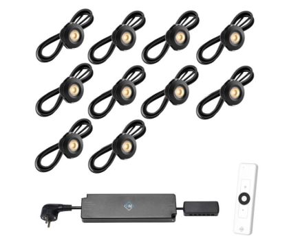 Hamulight LED inbouwspot Pals zwart met afstandsbediening set van 10