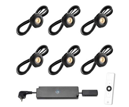 Hamulight LED inbouwspot Pals zwart met afstandsbediening set van 6