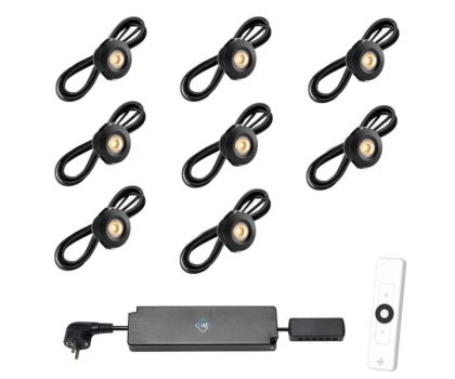 Hamulight LED inbouwspot Pals zwart met afstandsbediening set van 8