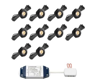 Hamulight LED inbouwspot Pals zwart voor wifi set van 10