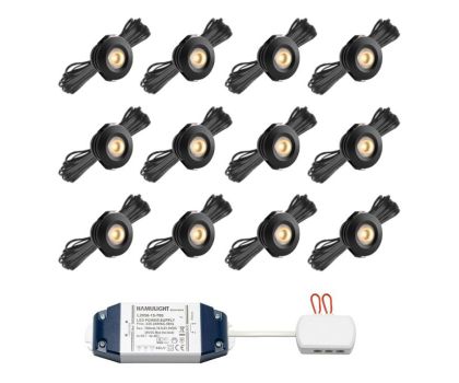 Hamulight LED inbouwspot Pals zwart voor wifi set van 12