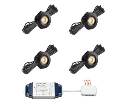 Hamulight LED inbouwspot Pals zwart voor wifi set van 4