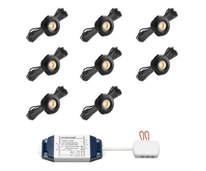 Hamulight LED inbouwspot Pals zwart voor wifi set van 8