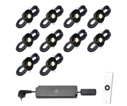 Hamulight LED inbouwspot Toledo zwart met afstandsbediening set van 10