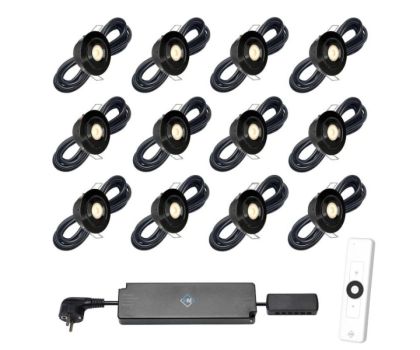 Hamulight LED inbouwspot Toledo zwart met afstandsbediening set van 12