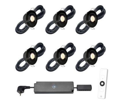 Hamulight LED inbouwspot Toledo zwart met afstandsbediening set van 6