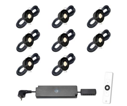 Hamulight LED inbouwspot Toledo zwart met afstandsbediening set van 8
