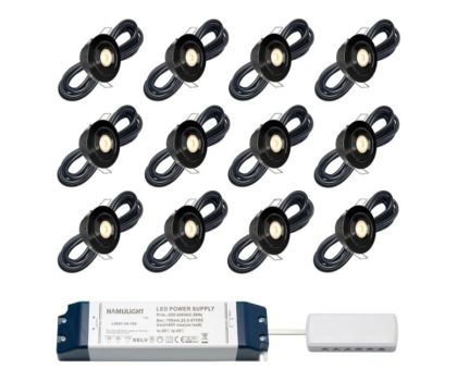 Hamulight LED inbouwspot Toledo zwart voor wifi set van 12
