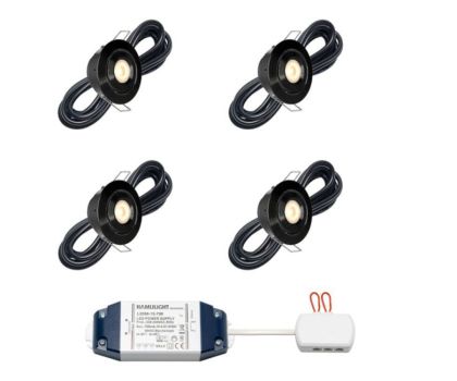 Hamulight LED inbouwspot Toledo zwart voor wifi set van 4