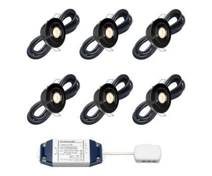 Hamulight LED inbouwspot Toledo zwart voor wifi set van 6