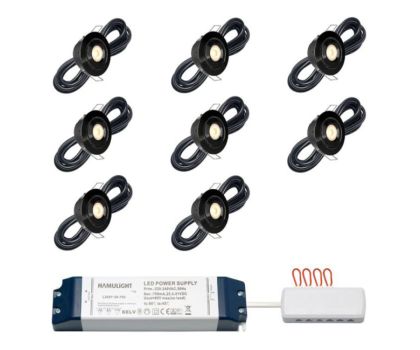 Hamulight LED inbouwspot Toledo zwart voor wifi set van 8