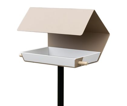 Heeej Open Diamond vogelvoederhuisje op paal zand & wit productfoto