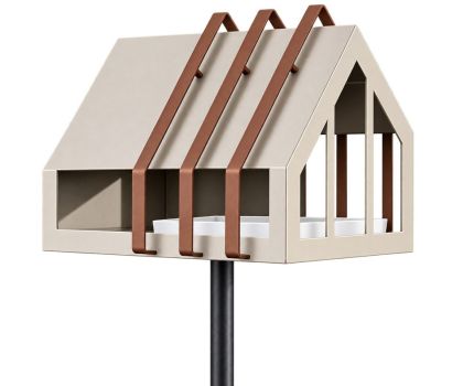 Heeej Open Framed Feeder vogelvoederhuisje op paal parelmoer beige