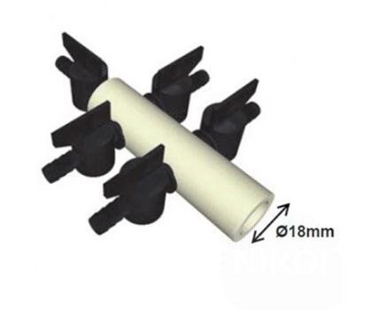 Luchtverdeler 9mm 5 uitgangen met kraan