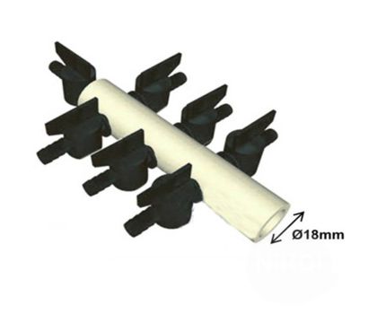 Luchtverdeler 9mm 7 uitgangen met kraan