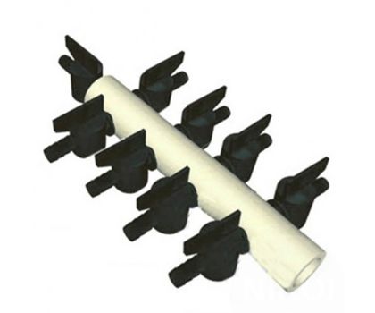 Luchtverdeler 9mm 9 uitgangen met kraan