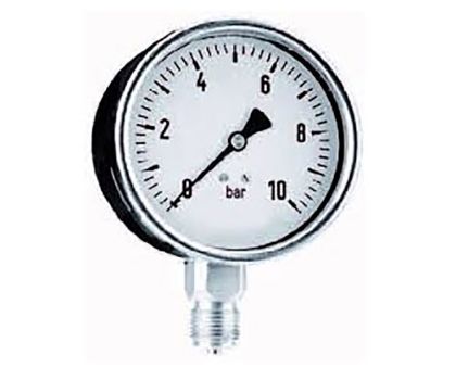 Splash-X Manometer Ø63mm RVS 1/4" onderaansluiting bereik 0-1 bar