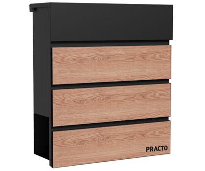 Practo Garden brievenbus Cannes mat zwart hout