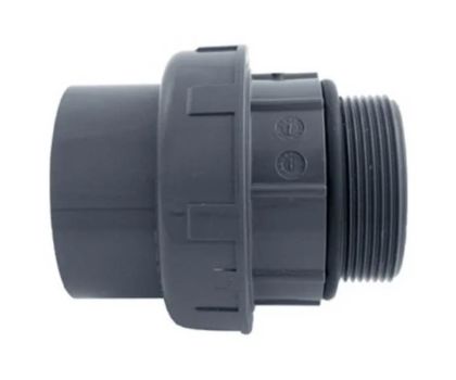 PVC 3-delige koppeling met buitendraad 63 mm x 2” met O-ring