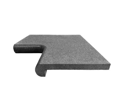 Zwembad randtegel hoek basalt G684 ronde neus 50 cm x 30 cm