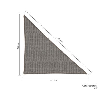 Sunfighters schaduwdoek waterdoorlatend grijs driehoek 90 graden 400 x 500 x 640 cm