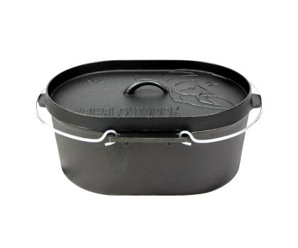Valhal Dutch Oven gietijzer ovaal met grill deksel 9 liter