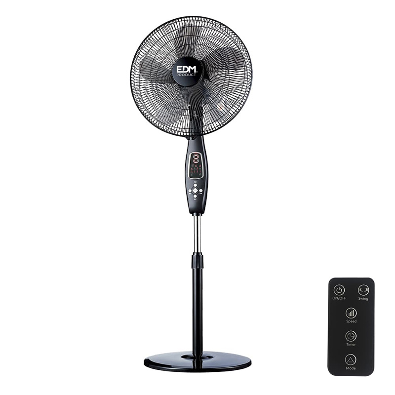 EDM staande ventilator verstelbaar met afstandsbediening 60W | 110 – 130 cm