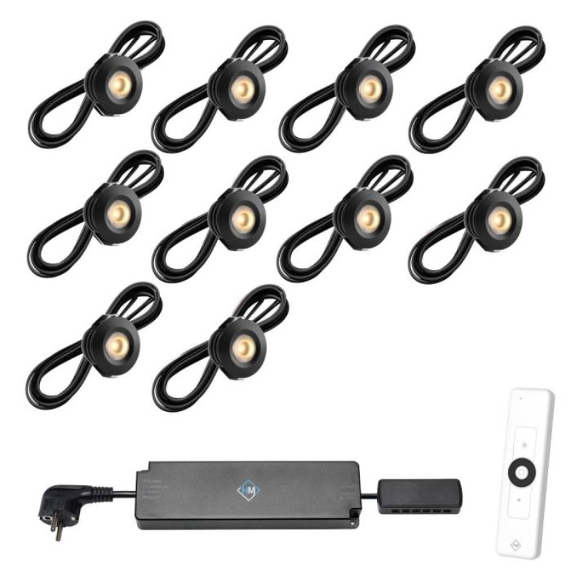 Hamulight LED inbouwspot Pals zwart met afstandsbediening | set van 10