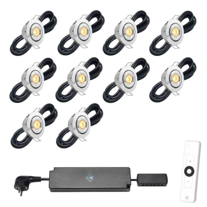 Hamulight LED inbouwspot Toledo met afstandsbediening | set van 10