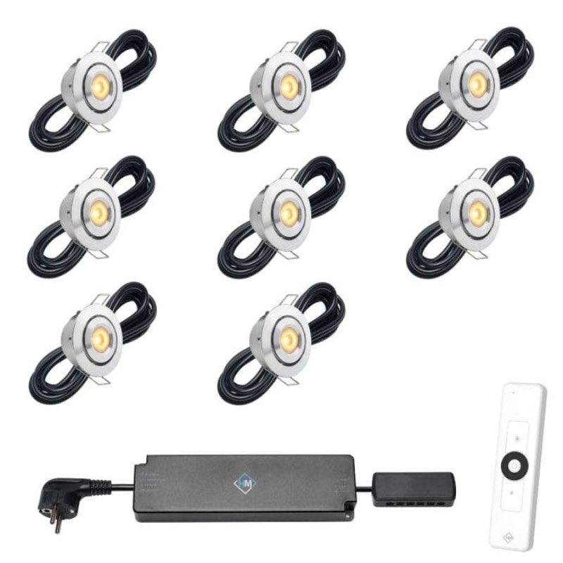 Hamulight LED inbouwspot Toledo met afstandsbediening | set van 8