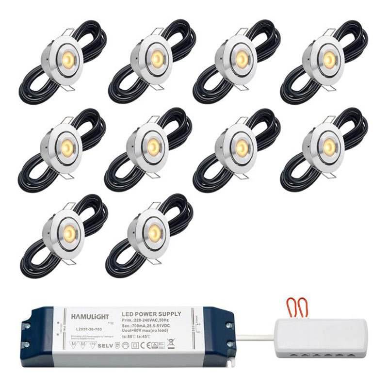 Hamulight LED inbouwspot Toledo voor wifi | set van 10
