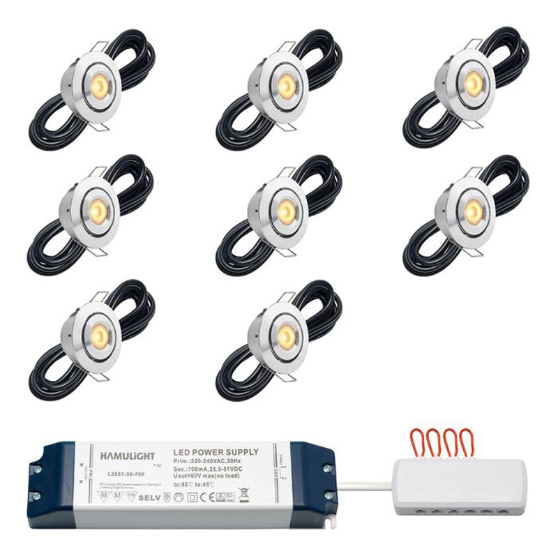 Hamulight LED inbouwspot Toledo voor wifi | set van 8