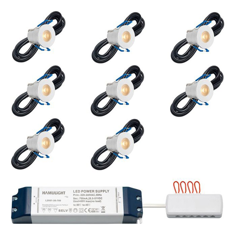 Hamulight LED inbouwspot Valencia voor wifi | set van 8