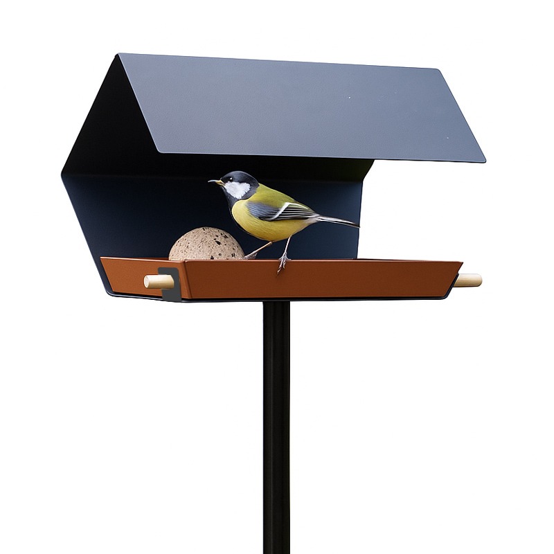 Heeej Open Diamond vogelvoederhuisje op paal | donkergrijs & bruin