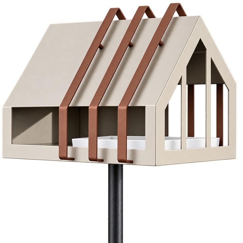 Heeej Open Framed Feeder vogelvoederhuisje op paal | parelmoer beige
