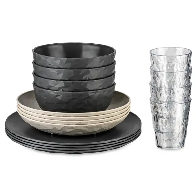 Koziol Club Goteborg zwart tafelservies set | 16 stuks