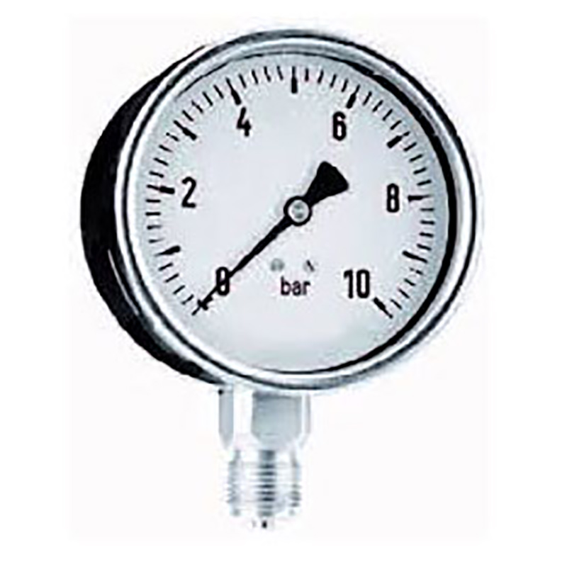 Splash-X Manometer Ø63mm RVS 1/4" onderaansluiting bereik 0-1 bar