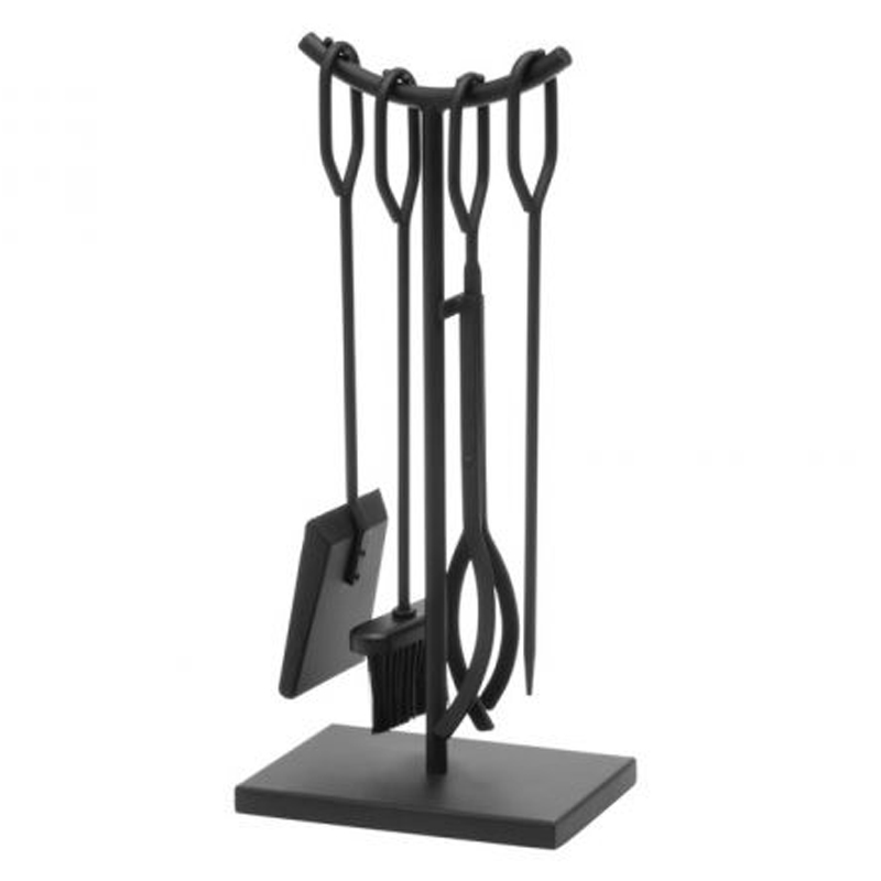 Mustang haardset zwart met T-standaard | 4-delig