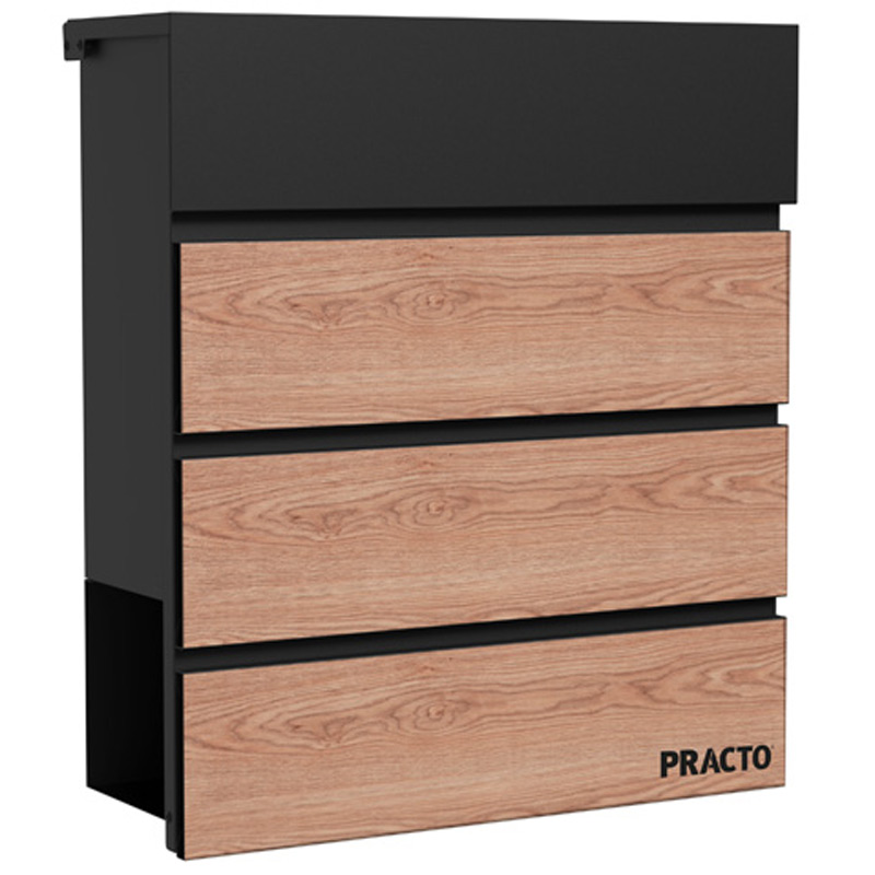 Practo Garden brievenbus Cannes mat zwart hout