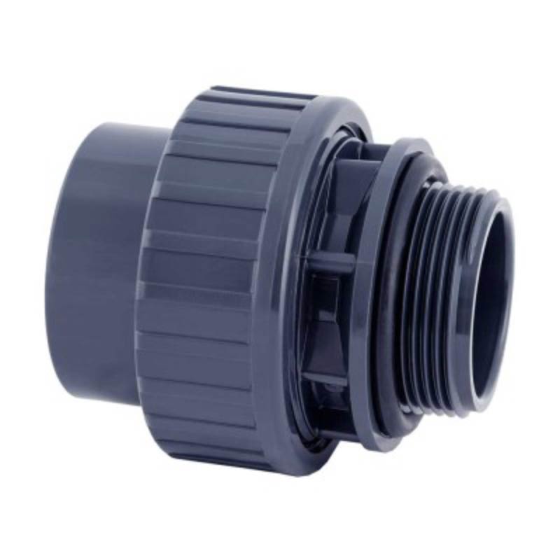 PVC 3-delige koppeling met buitendraad 50 mm x 1 ½” met O-ring