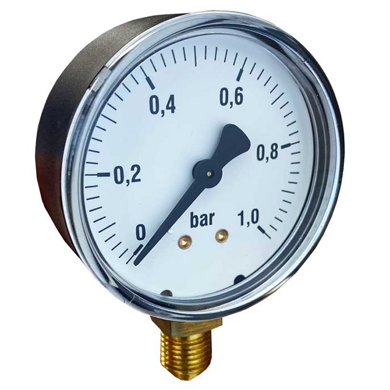 Splash-X Manometer Ø63mm kunststof 1/4" onderaansluiting bereik 0-1 bar