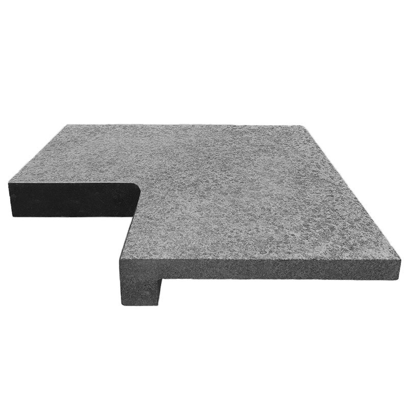 Zwembad randtegel hoek basalt G684 rechte neus | 50 cm x 30 cm