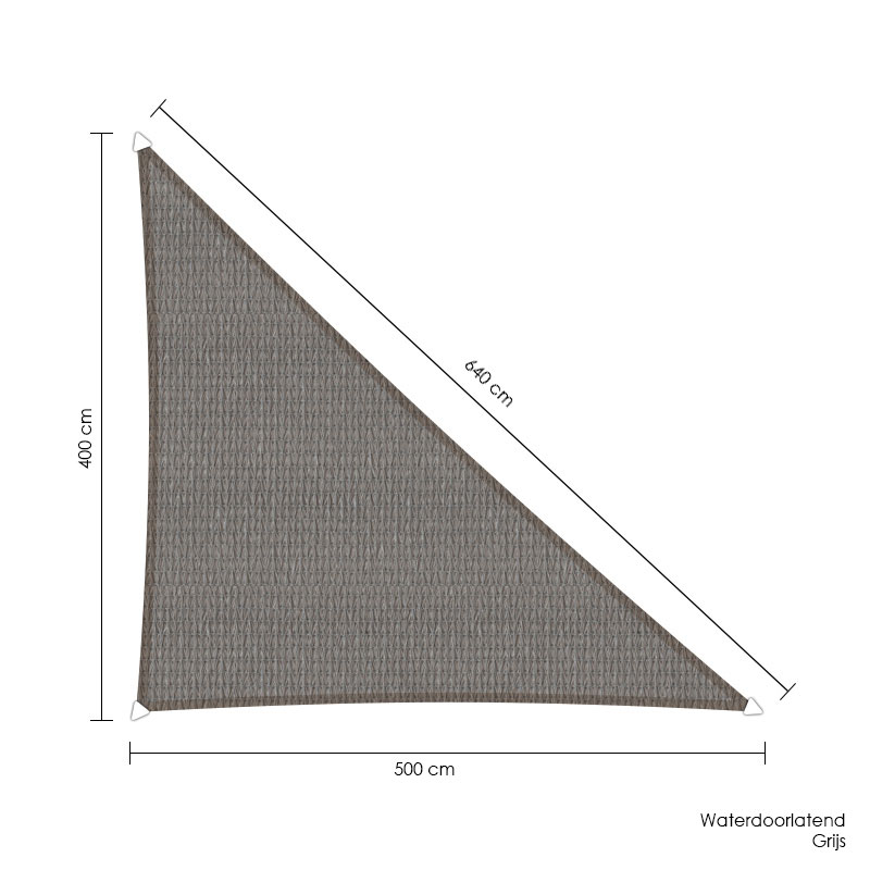 Sunfighters schaduwdoek driehoek 90 graden | 400 x 500 x 640 cm