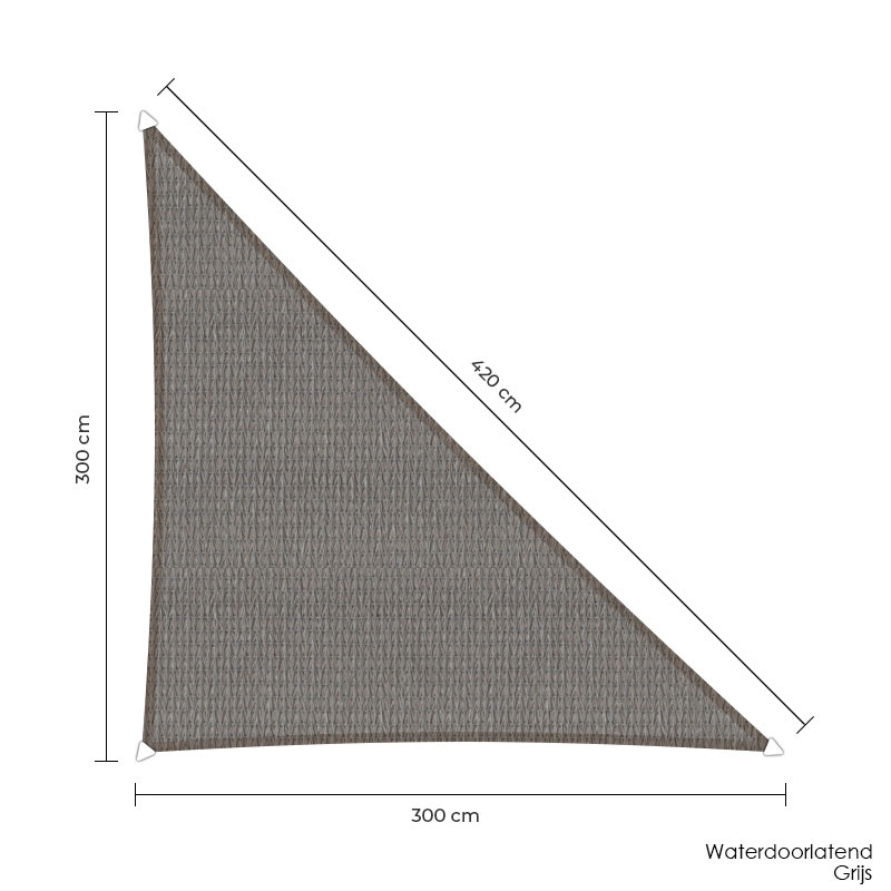 Sunfighters schaduwdoek driehoek 90 graden | 300 x 300 x 420 cm