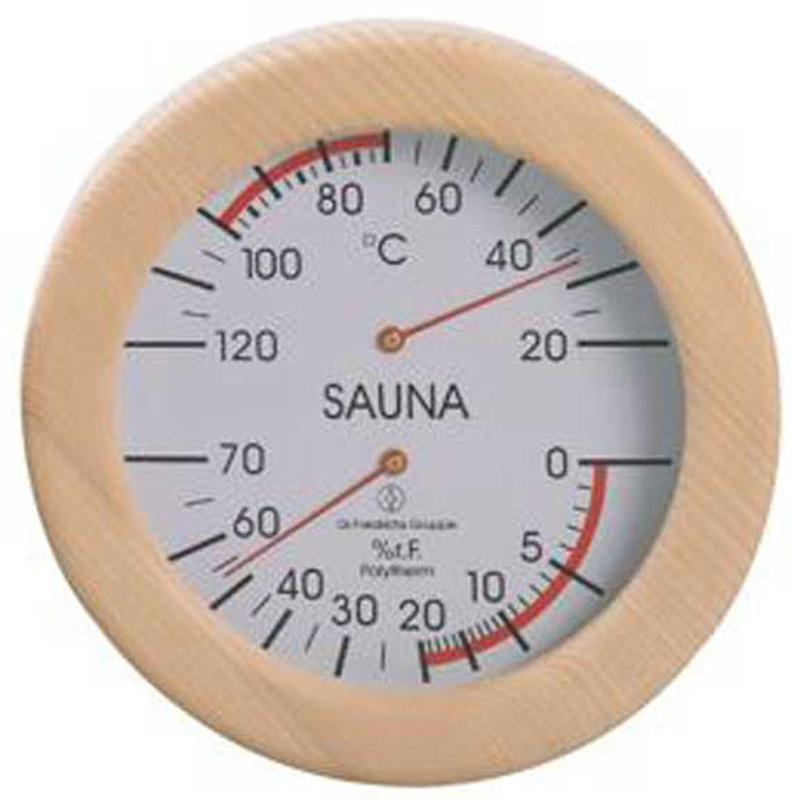 Thermo/Hygrometer hout rond 16 cm