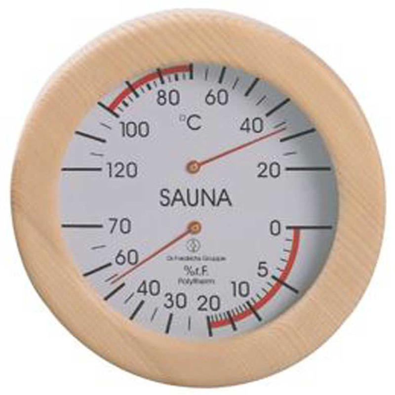 Thermo/Hygrometer hout rond 19 cm