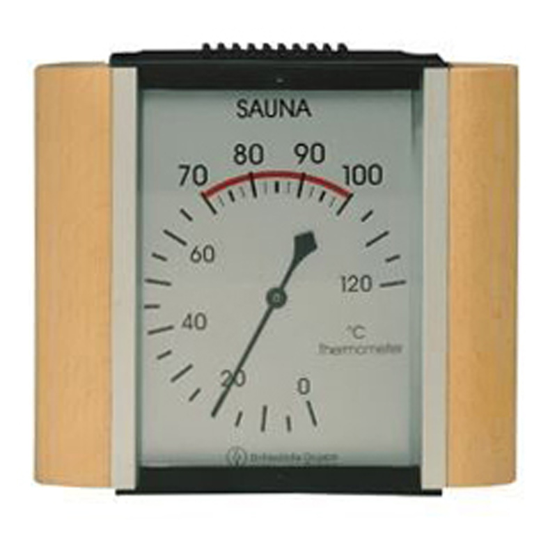 Thermometer vierkant hout 115x125 mm