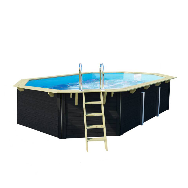 Trend Pool houten zwembad antraciet | 610 x 400 x 124 cm